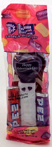 PEZ - Valentine - Happy Valentine's Day - Italic White on Dark Purple