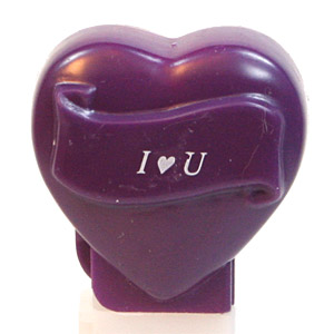 PEZ - Valentine - I ♥ U - Italic White on Dark Purple