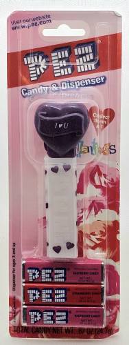 PEZ - Valentine - I ♥ U - Italic White on Dark Purple