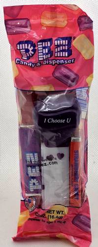 PEZ - Valentine - I Choose U - Italic White on Dark Purple