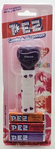 PEZ - Hearts - Valentine - Princess - Italic White on Dark Purple