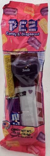 PEZ - Hearts - Valentine - Smile - Italic White on Dark Purple