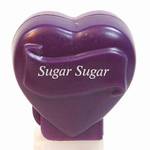 PEZ - Sugar Sugar  Italic White on Dark Purple on Dark purple hearts on white