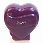 PEZ - Sweet  Italic White on Dark Purple on Dark purple hearts on white