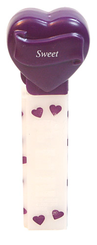 PEZ - Hearts - Valentine - Sweet - Italic White on Dark Purple