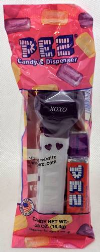 PEZ - Hearts - Valentine - XOXO - Italic White on Dark Purple