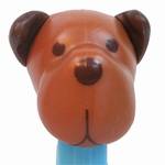 PEZ - Barky Brown  Brown head on Blue with Dog house, dish and bone