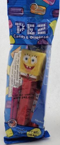 PEZ - SpongeBob SquarePants - SpongeBob in Shirt - yellow head, front shirt, dark cheesy spots - A