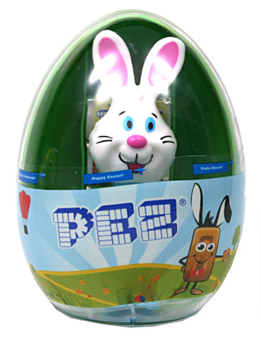 PEZ - Mini Gift Egg - Bunny - White head, two whiskers, purple ears - E