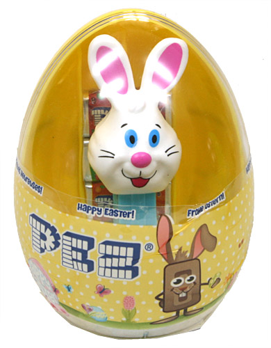 PEZ - Mini Gift Egg - Bunny - White head, two whiskers, purple ears - E