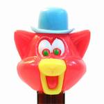 PEZ - Cat with Derby (Puzzy)  Neon Red/Light Blue/Yellow