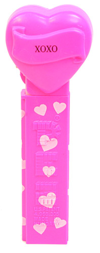 PEZ - Hearts - Valentine - XOXO - Nonitalic Black on Hot Pink