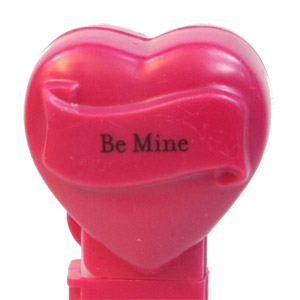 PEZ - Hearts - Valentine - Be Mine - Nonitalic Black on Maroon