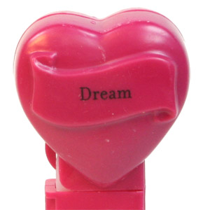 PEZ - Hearts - Valentine - Dream - Nonitalic Black on Maroon