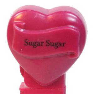 PEZ - Hearts - Valentine - Sugar Sugar - Nonitalic Black on Maroon
