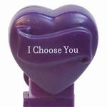 PEZ - I Choose U  Nonitalic White on Dark Purple on White hearts on dark purple