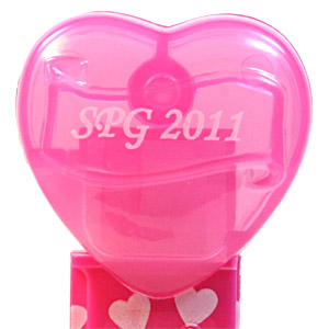 PEZ - Swedish Pez Gathering - 2011 - Hearts - Script White on Cloudy Crystal Pink (c) 2008
