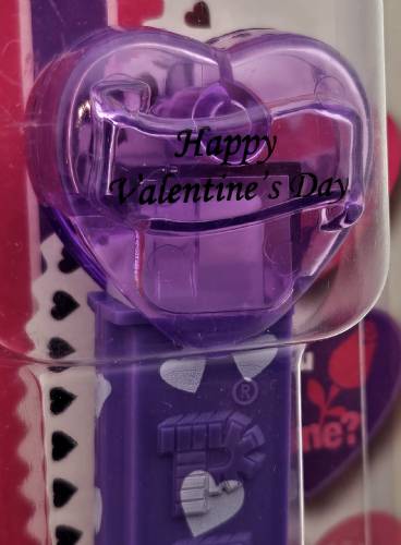 PEZ - Valentine - 2012 short - Happy Valentine's Day - Italic Black on Crystal Purple (c) 2008