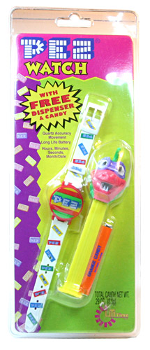 PEZ - Watches and Clocks - Wrist band watch with dispenser - White/Red with Fly-Saur