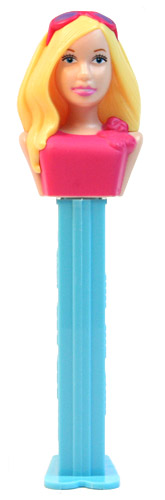 PEZ - Barbie - Serie 1 - Barbie with glasses - pink shirt with bow - A