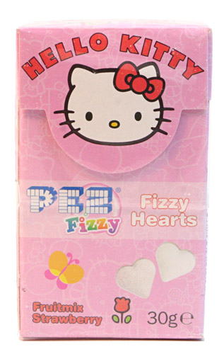 PEZ - Dextrose Packs - Hello Kitty Fizzy Hearts - with butterfly