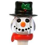 PEZ - Snowman D Clear Crystal Head and Black Hat