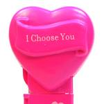 PEZ - I Choose You  Nonitalic White on Hot Pink on White hearts on hot pink