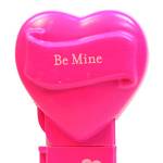 PEZ - Be Mine  Nonitalic White on Hot Pink on White hearts on hot pink