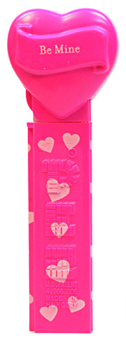 PEZ - Hearts - Valentine - Be Mine - Nonitalic White on Hot Pink