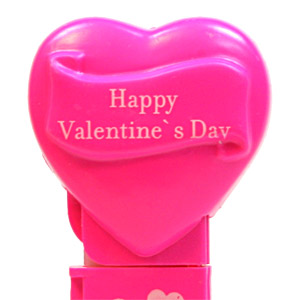 PEZ - Valentine - Happy Valentine's Day - Nonitalic White on Hot Pink