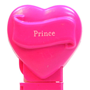 PEZ - Hearts - Valentine - Prince - Nonitalic White on Hot Pink