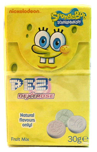 PEZ - Dextrose Packs - Spongebob - Spongebob face, small PEZ logo