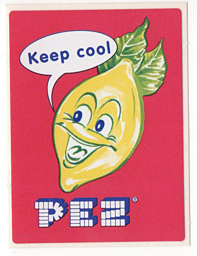 PEZ - Stickers - Fruits - Lemon - Colored Background