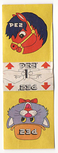 PEZ - Sticker Doubles (1970s) - Square - Cat with Derby/Pony