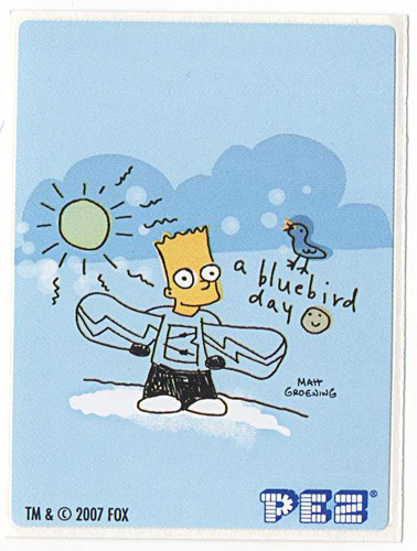 PEZ - Stickers - The Simpsons - 2007 - Bart Simpson bluebird day