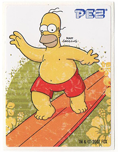 PEZ - Stickers - The Simpsons - 2007 - Homer Simpson surfing