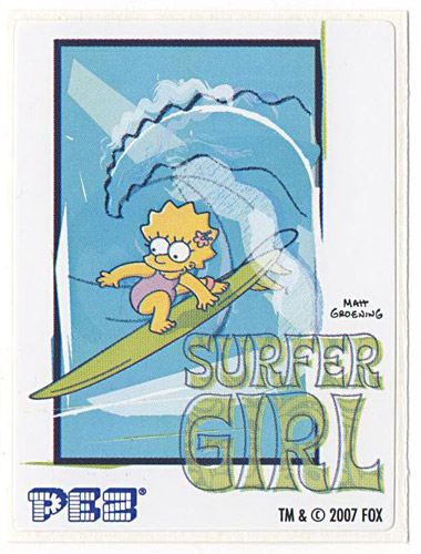 PEZ - Stickers - The Simpsons - 2007 - Lisa Simpson surfer girl