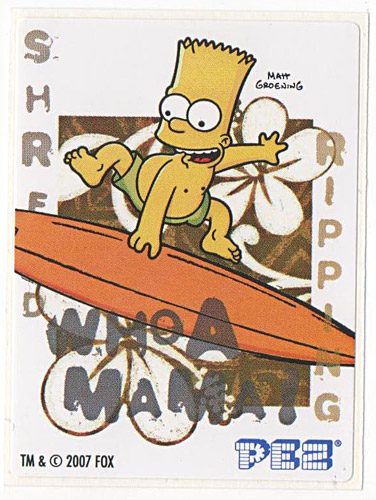 PEZ - Stickers - The Simpsons - 2007 - Bart Simpson surfing