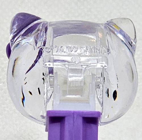 PEZ - Crystal Collection - Clear Crystal Head Purple Bow with white dots