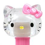 PEZ - Hello Kitty  Clear Crystal Head Pink Bow on heart apples