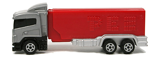 PEZ - Trucks - Series E - Transporter - Silver cab, red trailer