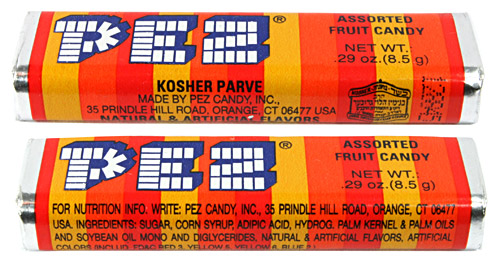 PEZ - Major Types - US Plain - kosher - US Kosher - US 16