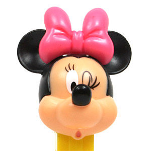 PEZ - Bowtique - 2014 - Minnie Mouse - pink bow, straight eyelashes, twinkled eye - E