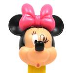 PEZ - Minnie Mouse E pink bow, straight eyelashes, twinkled eye on hearts