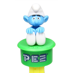 PEZ - Smurfs - Click - Smurf - Sitting, White Hat - C