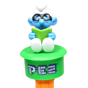 PEZ - Smurfs - Click - Brainy Smurf - Sitting - B