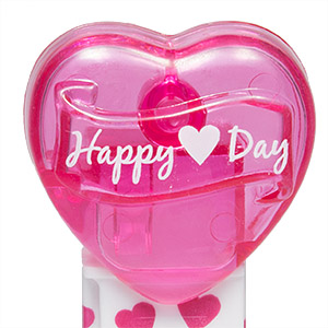 PEZ - Valentine - 2015 - Happy ♥ Day - White on Clear Crystal Pink (c) 2008