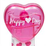 PEZ - Happy ♥ Day  White on Clear Crystal Pink (c) 2008 on Pink hearts on short white
