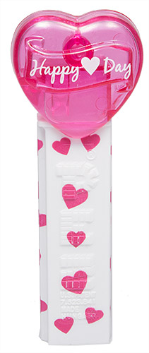 PEZ - Valentine - 2015 - Happy ♥ Day - White on Clear Crystal Pink (c) 2008