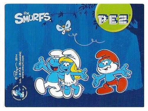 PEZ - Stickers - Smurfs - 2014 - group of three with butterfly
